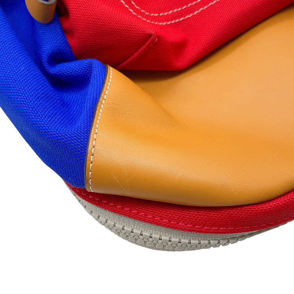 LOEWE iNature Backpack Blue/Red/Brown Canvas
