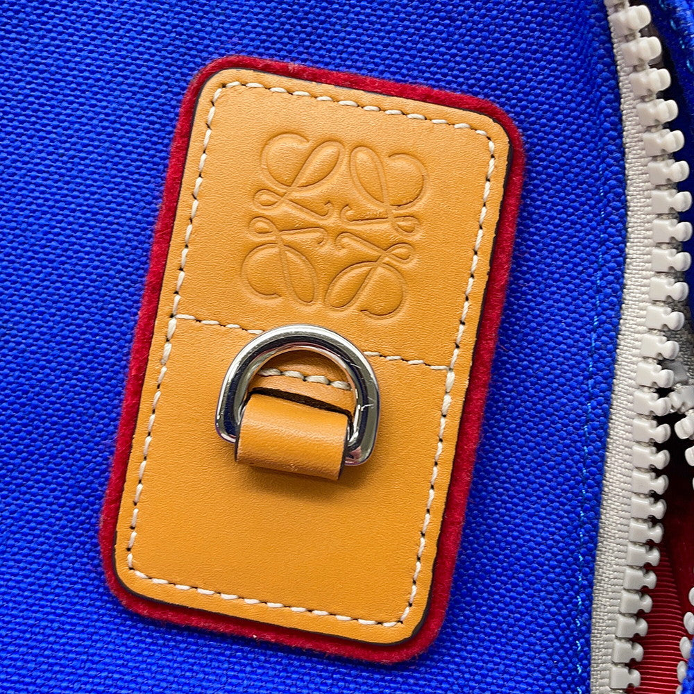 LOEWE iNature Backpack Blue/Red/Brown Canvas