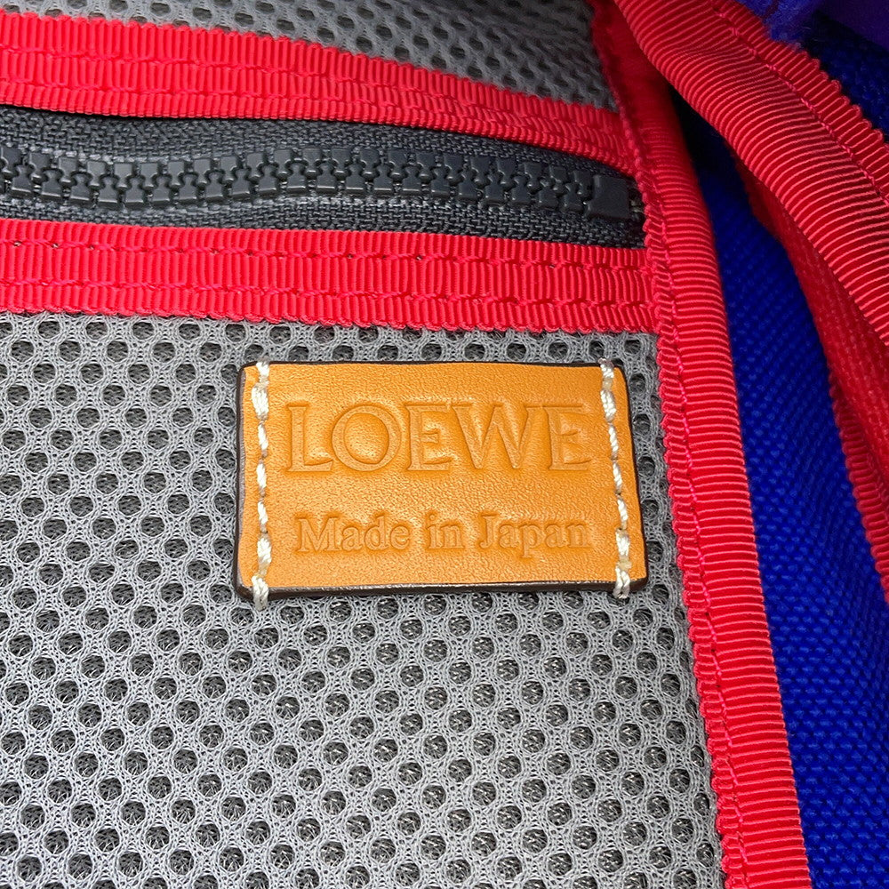 LOEWE iNature Backpack Blue/Red/Brown Canvas