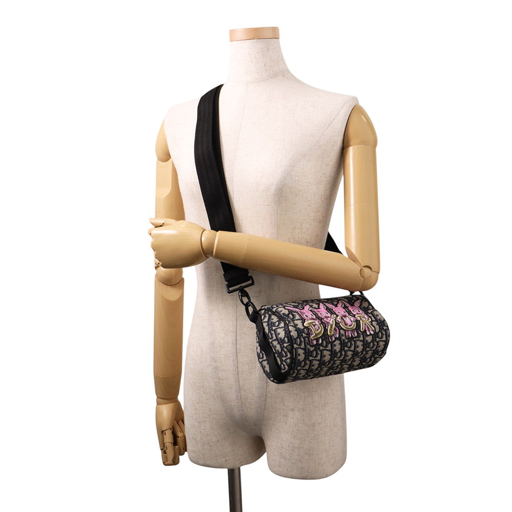 Dior Oblique Kids Rabbit Roller Shoulder Bag Black/Beige/PinkM9916SNHO_M884 Canvas Size Mini