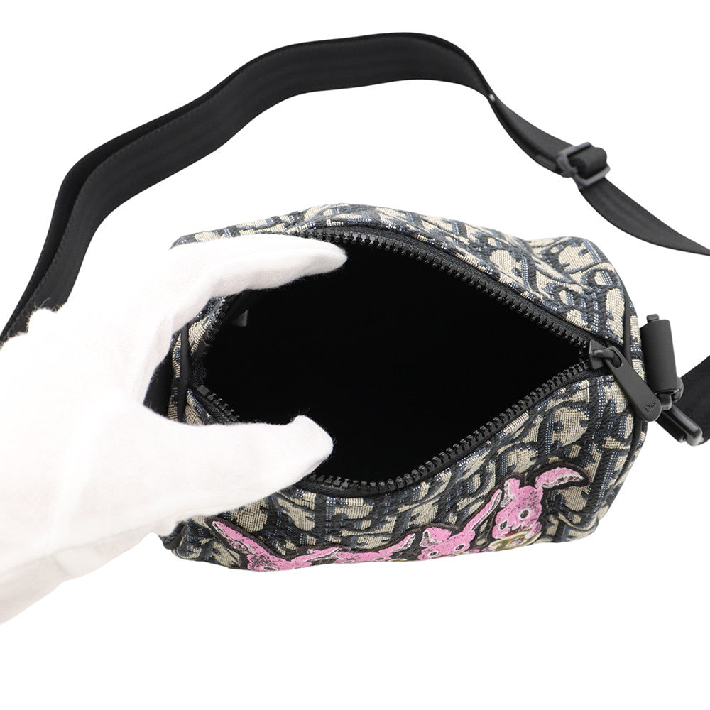 Dior Oblique Kids Rabbit Roller Shoulder Bag Black/Beige/PinkM9916SNHO_M884 Canvas Size Mini