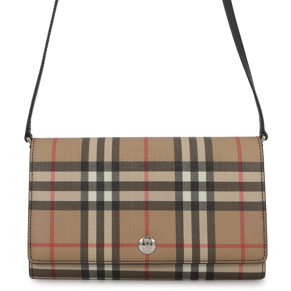 BURBERRY Hannah Vintage Check Shoulder Wallet Beige80151351 PVC/Leather