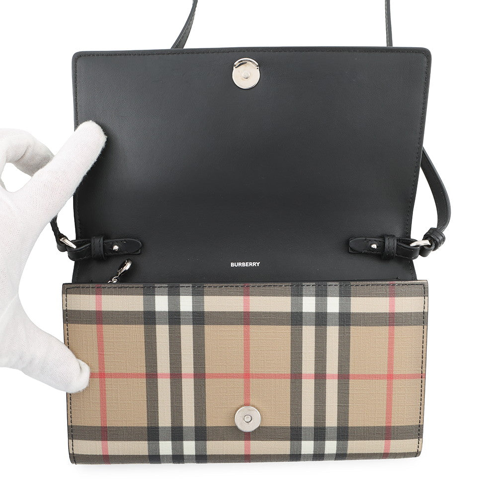 BURBERRY Hannah Vintage Check Shoulder Wallet Beige80151351 PVC/Leather