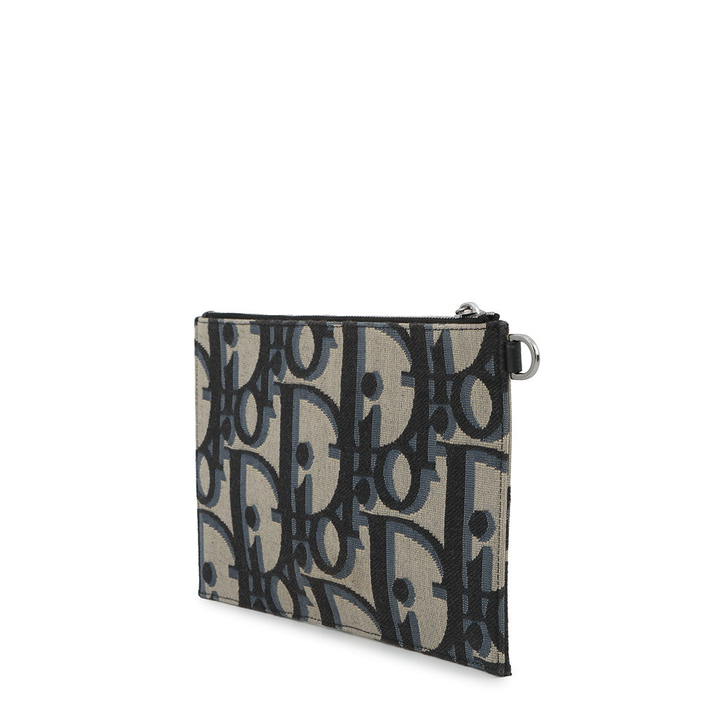 Dior Maxi Oblique Jacquard Clutch Bag Beige/Black/Blue2ESCA490YXL_H27E Canvas