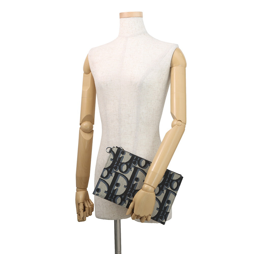 Dior Maxi Oblique Jacquard Clutch Bag Beige/Black/Blue2ESCA490YXL_H27E Canvas