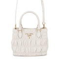 PRADA Gathered 2WAY Handbag White1BA172 Leather