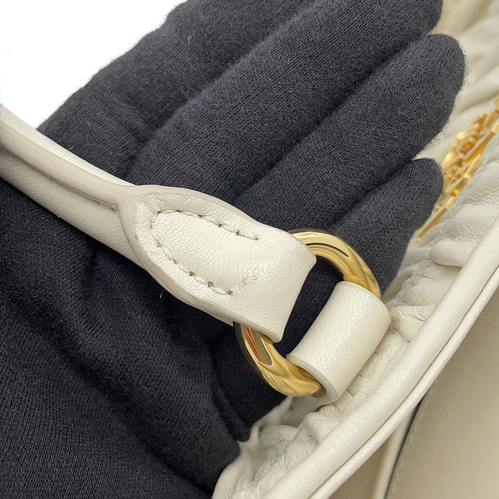 PRADA Gathered 2WAY Handbag White1BA172 Leather