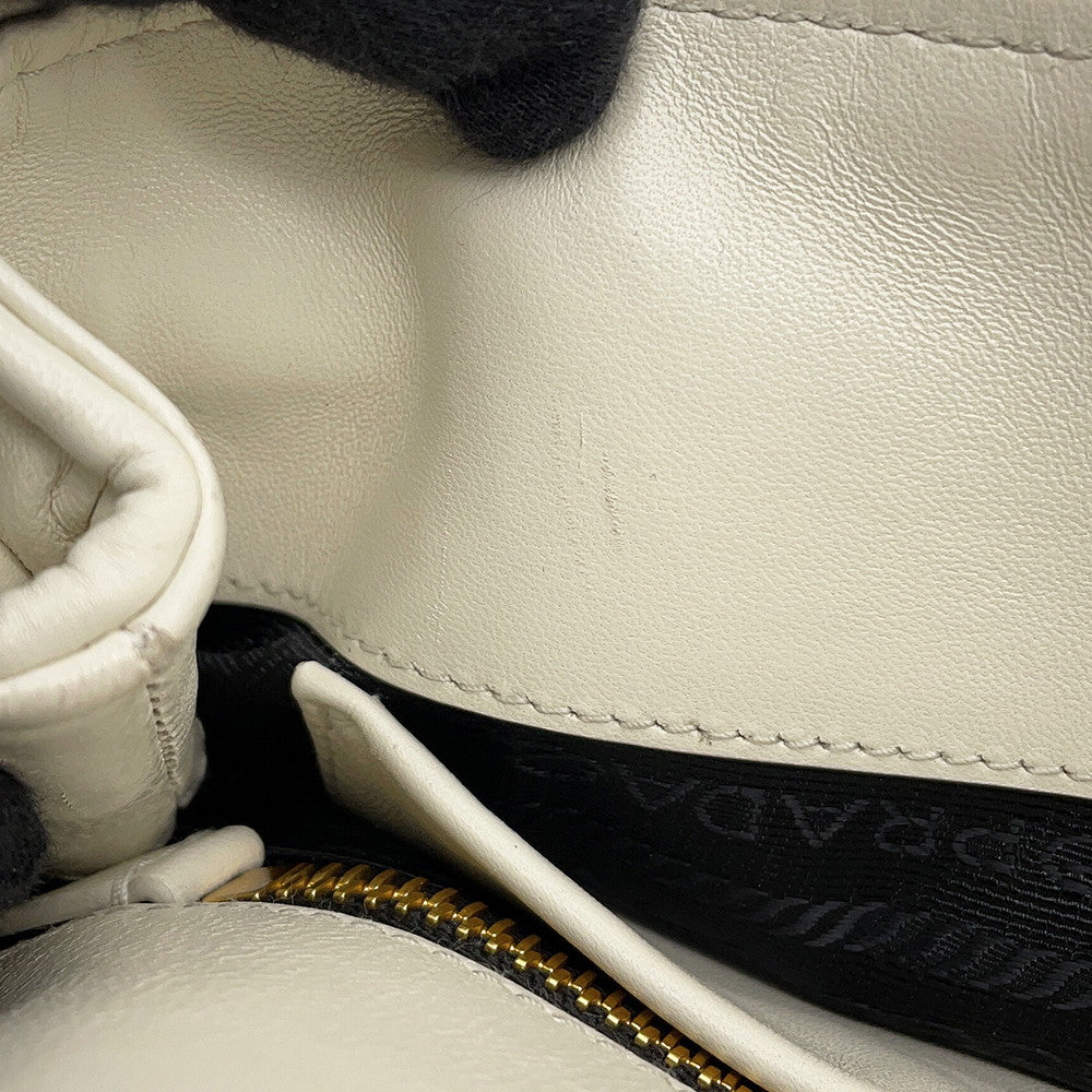 PRADA Gathered 2WAY Handbag White1BA172 Leather