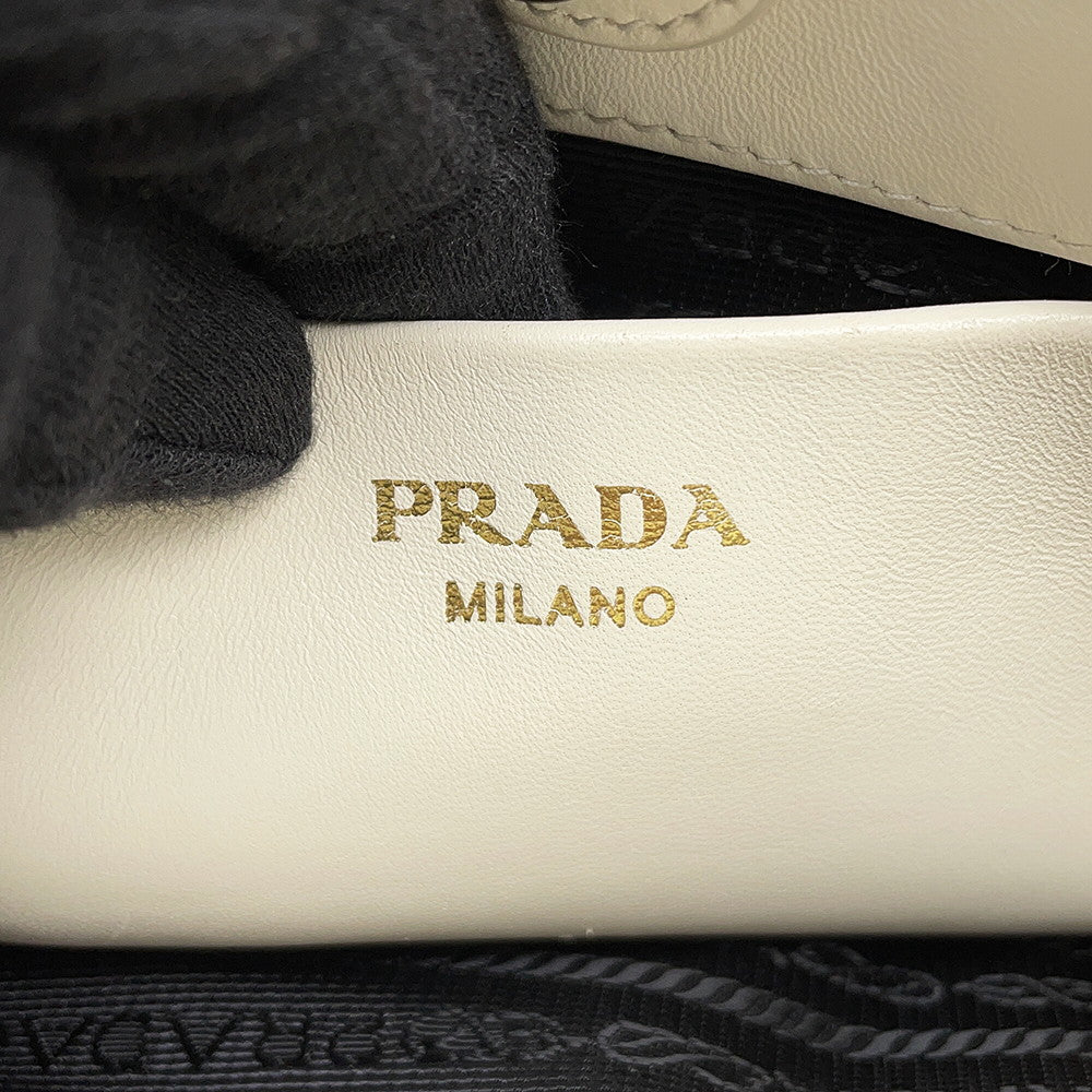 PRADA Gathered 2WAY Handbag White1BA172 Leather