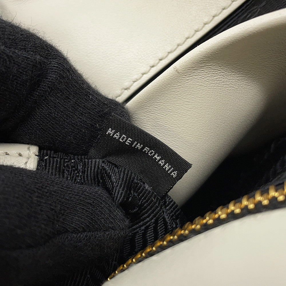 PRADA Gathered 2WAY Handbag White1BA172 Leather