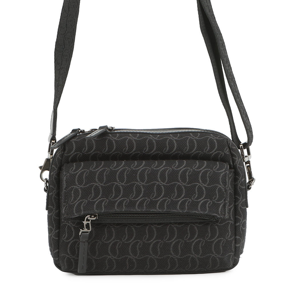 Christian Louboutin Zip N Flap Shoulder Bag Black1245217B260 Canvas Leather