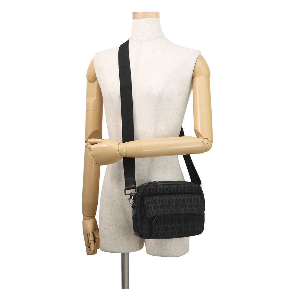 Christian Louboutin Zip N Flap Shoulder Bag Black1245217B260 Canvas Leather