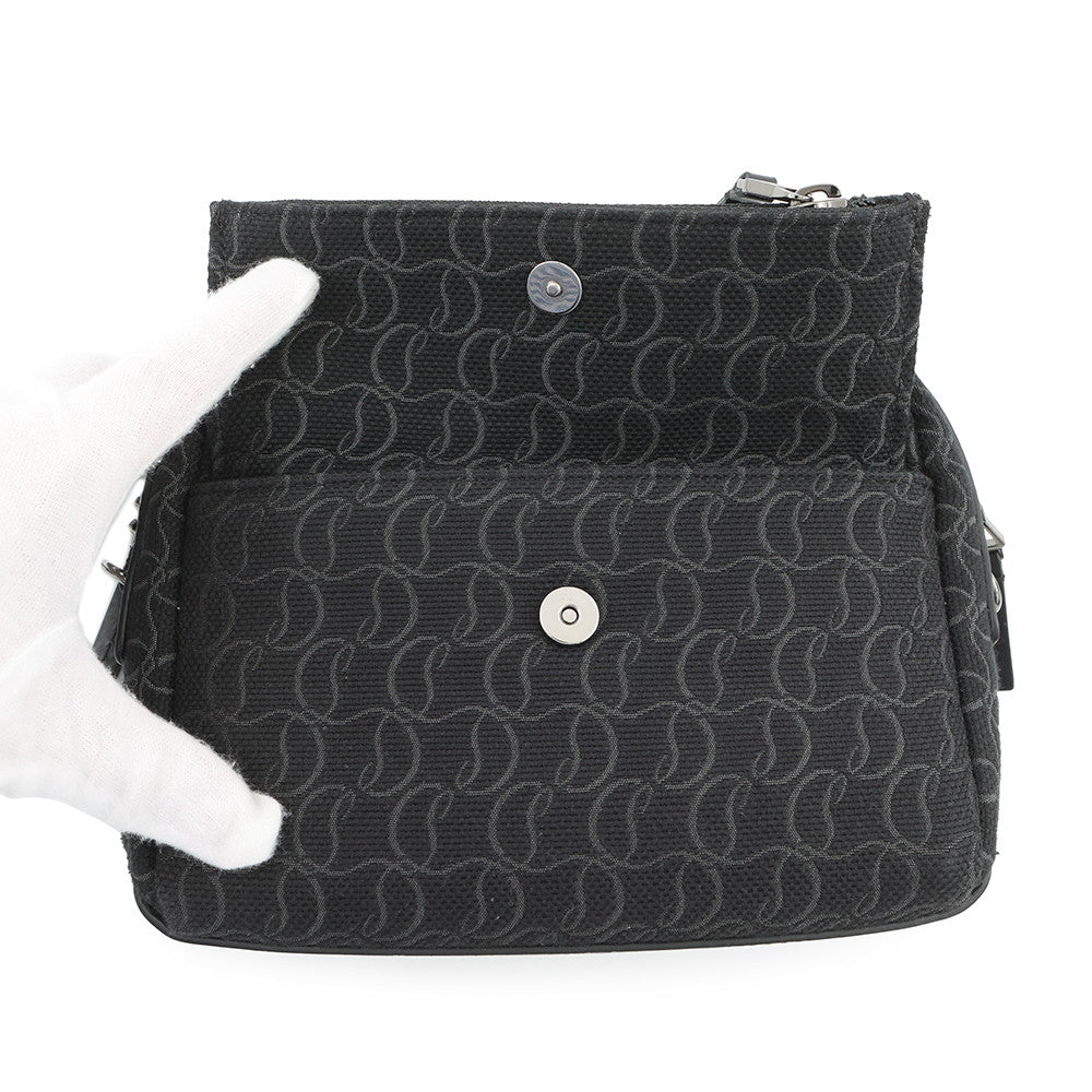 Christian Louboutin Zip N Flap Shoulder Bag Black1245217B260 Canvas Leather