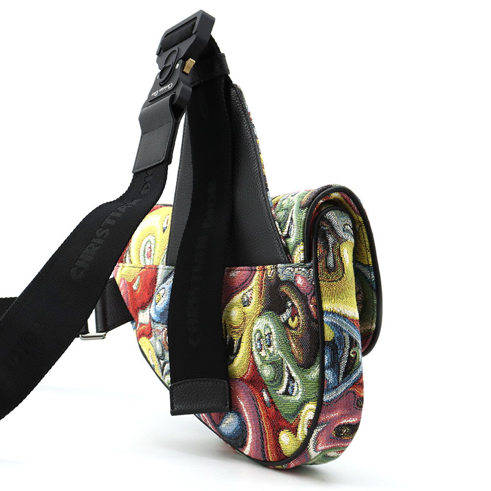 Dior Christian Dior × Kenny Scharf Saddlebag Multicolor Canvas Leather