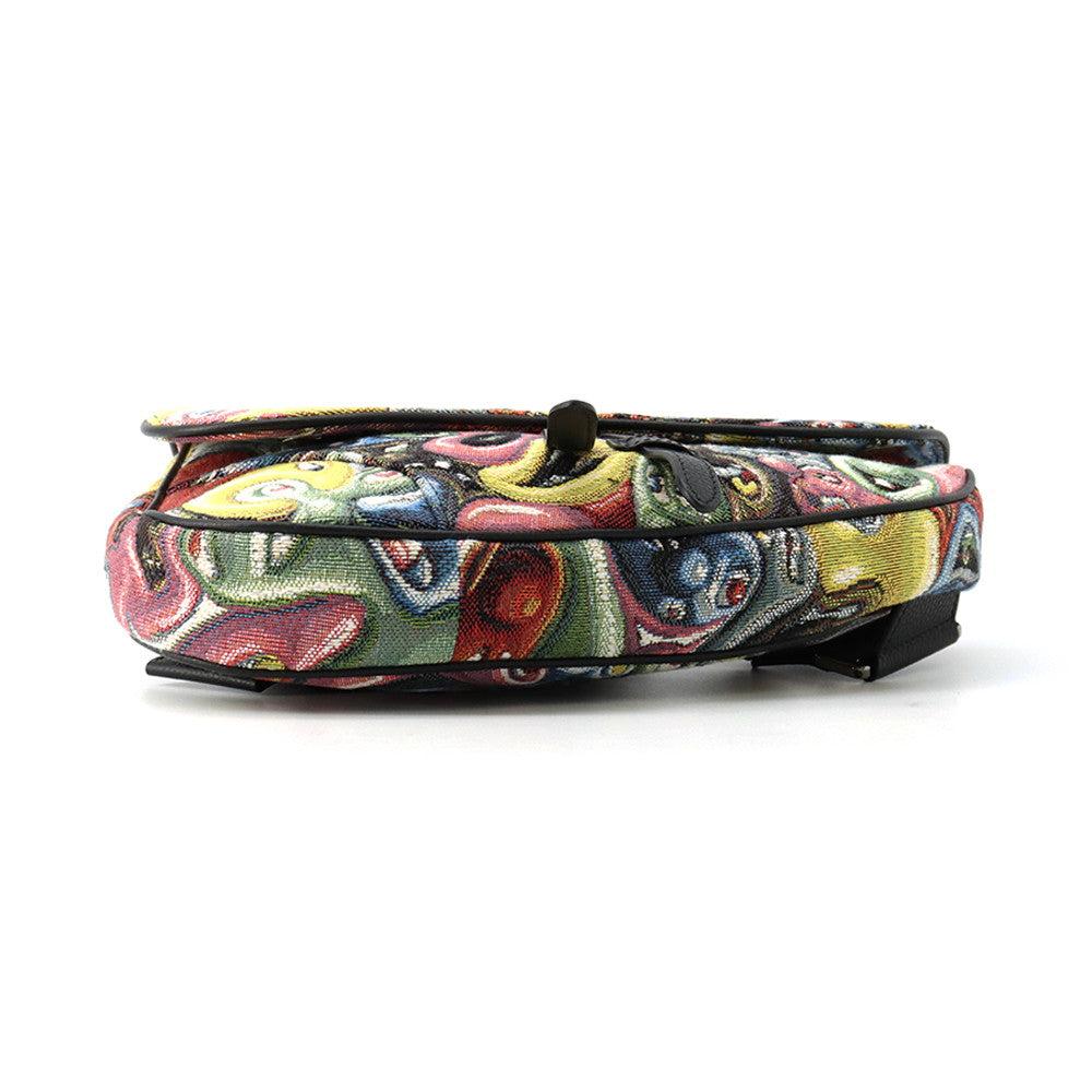 Dior Christian Dior × Kenny Scharf Saddlebag Multicolor Canvas Leather