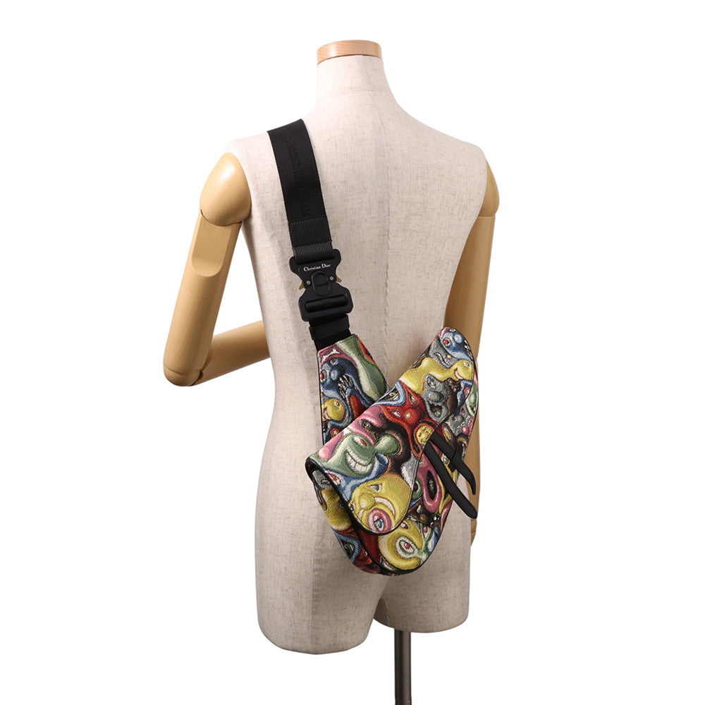 Dior Christian Dior × Kenny Scharf Saddlebag Multicolor Canvas Leather