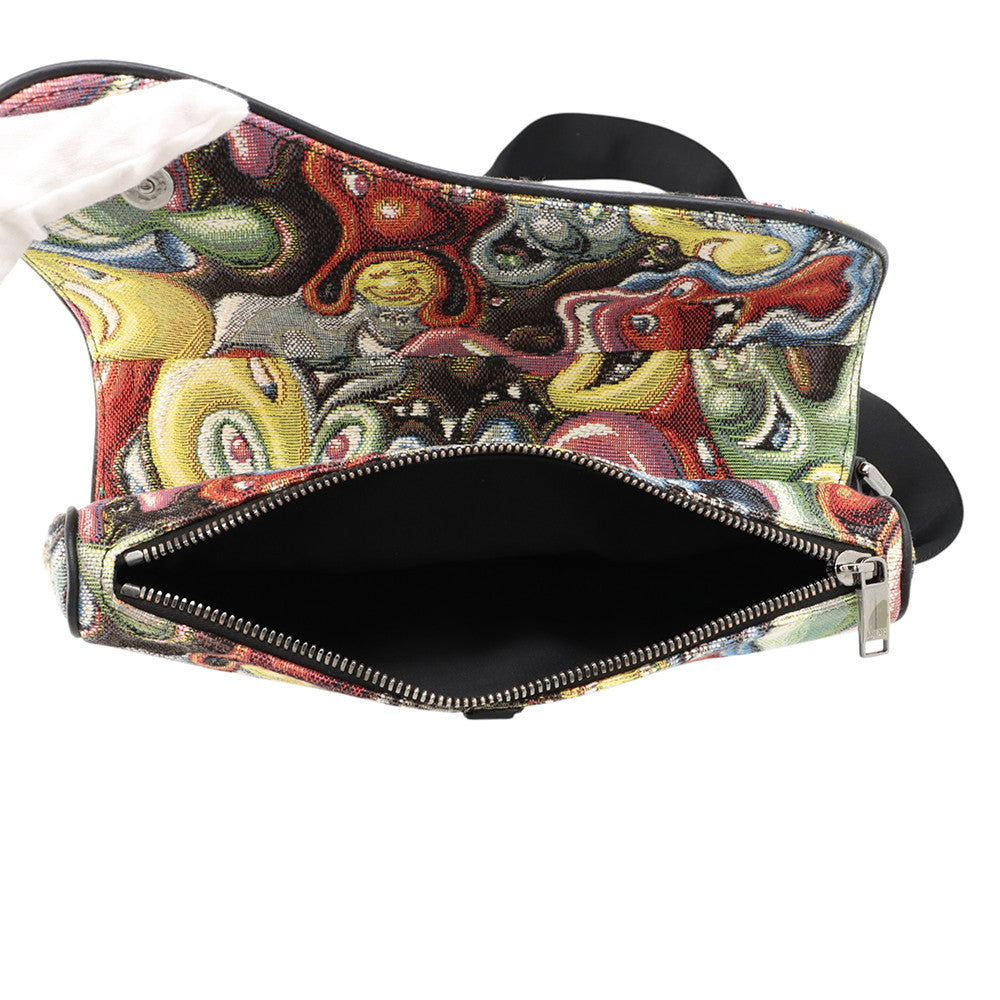 Dior Christian Dior × Kenny Scharf Saddlebag Multicolor Canvas Leather