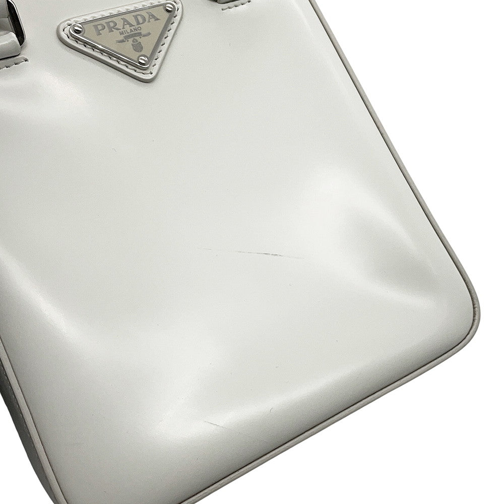 PRADA Spazzolato 2WAY Bag White1BA331 Leather Size Small