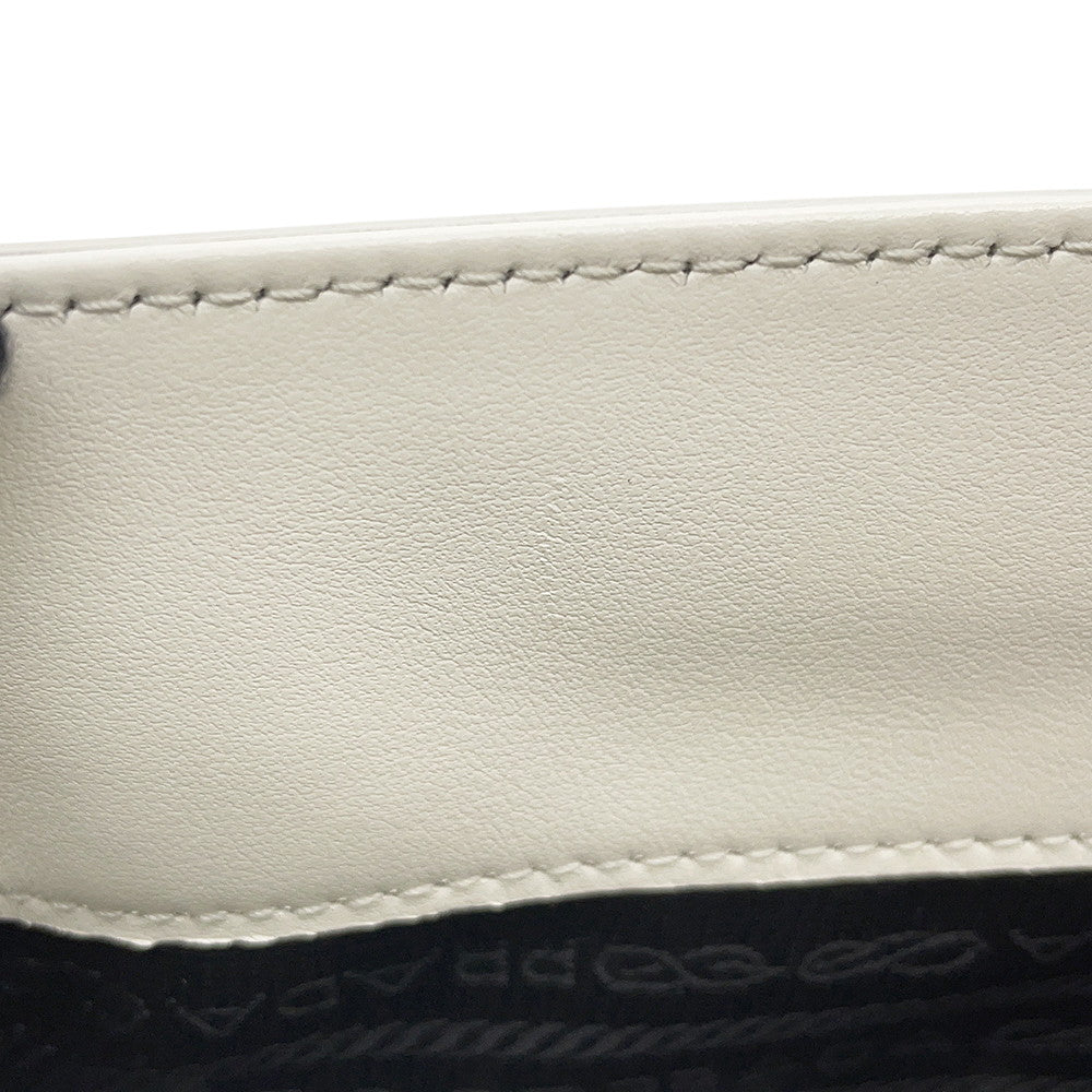 PRADA Spazzolato 2WAY Bag White1BA331 Leather Size Small