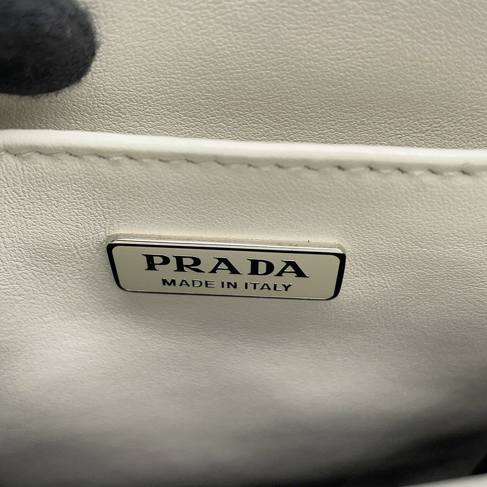 PRADA Spazzolato 2WAY Bag White1BA331 Leather Size Small