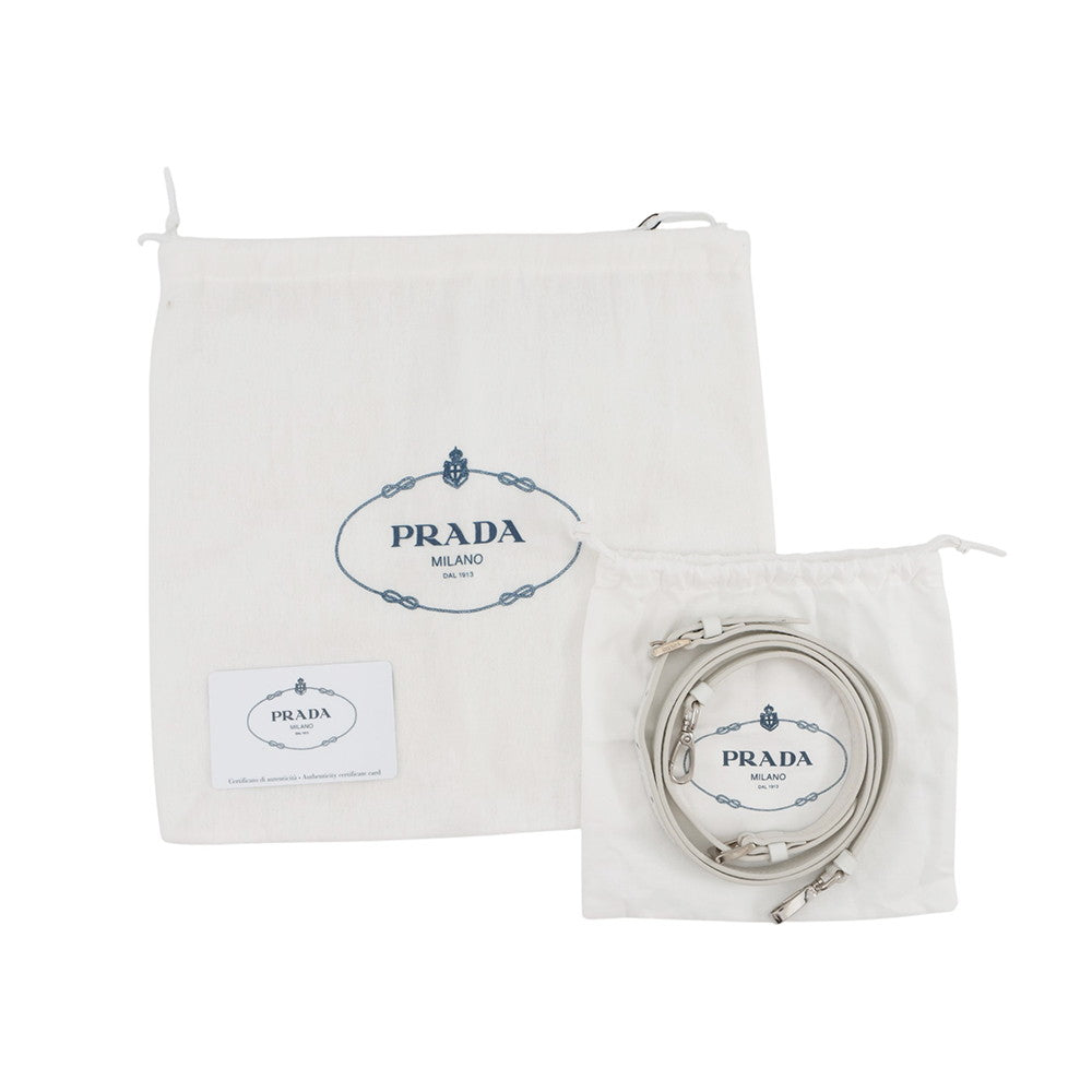 PRADA Spazzolato 2WAY Bag White1BA331 Leather Size Small