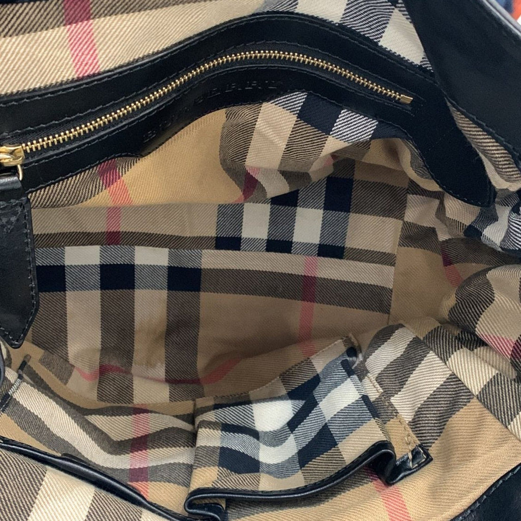 BURBERRY Bridle Lynher Calfskin Leather Tote Shoulder Bag Black