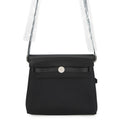 HERMES Herbag zip Black Toile H Vache Hunter Leather Size Mini