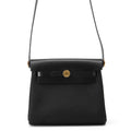 HERMES Herbag zip Black Toile H Vache Hunter Leather Size Mini