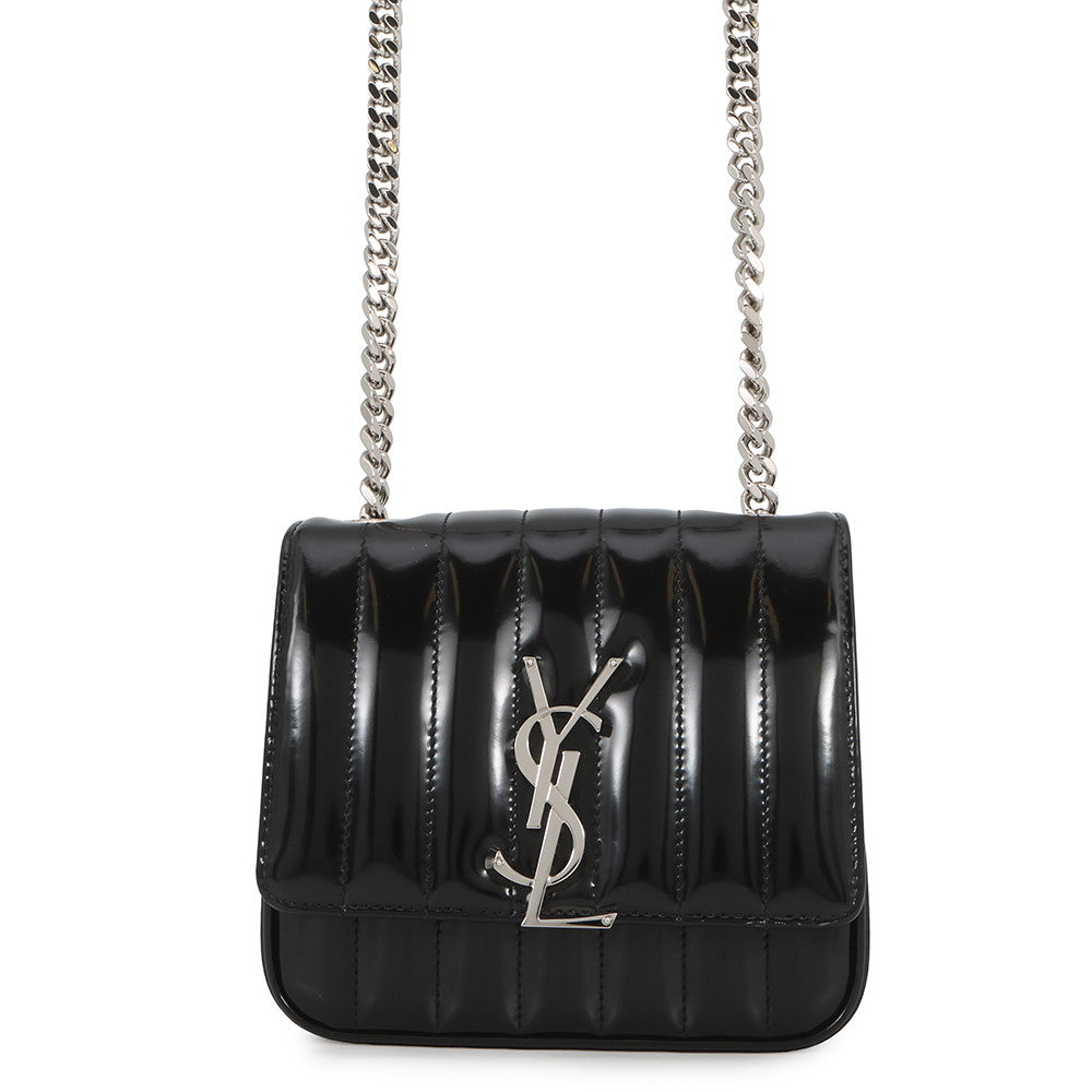 SAINT LAURENT PARIS Vicky Chain Shoulder Bag Black538439AACIE1000 Patent Leather Size Small