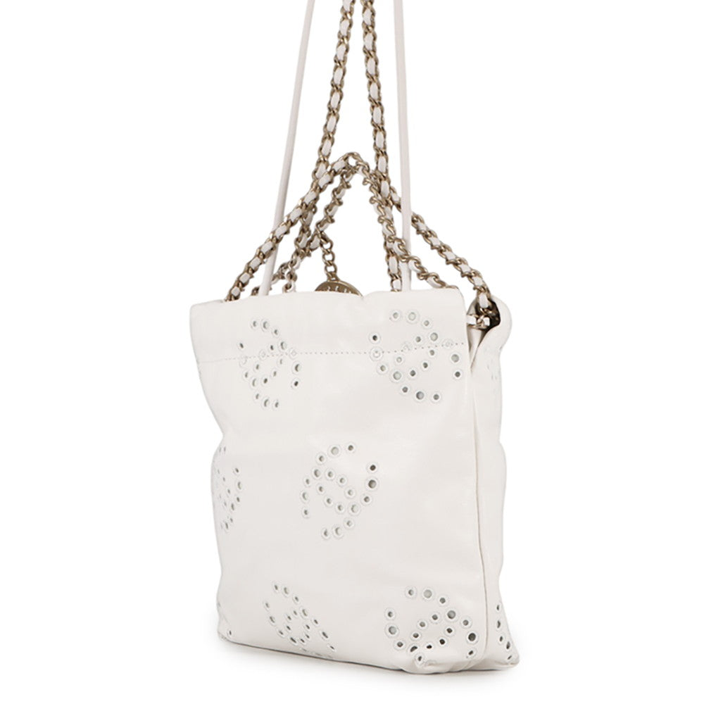 CHANEL CHANEL 22 Perforated 2-Way Handbag WhiteAS3980 Shiny Calf Leather Size Mini