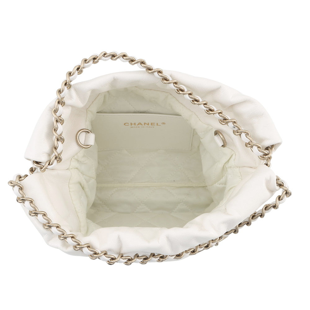 CHANEL CHANEL 22 Perforated 2-Way Handbag WhiteAS3980 Shiny Calf Leather Size Mini