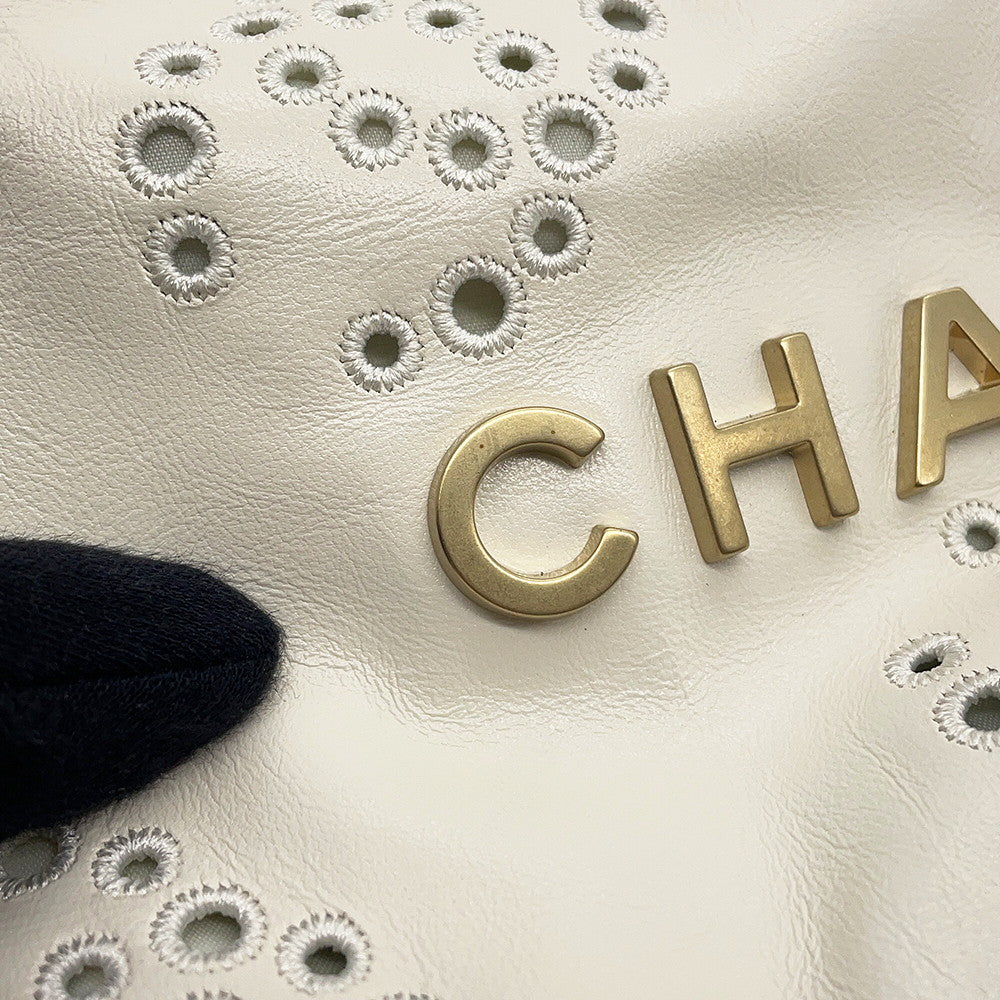 CHANEL CHANEL 22 Perforated 2-Way Handbag WhiteAS3980 Shiny Calf Leather Size Mini