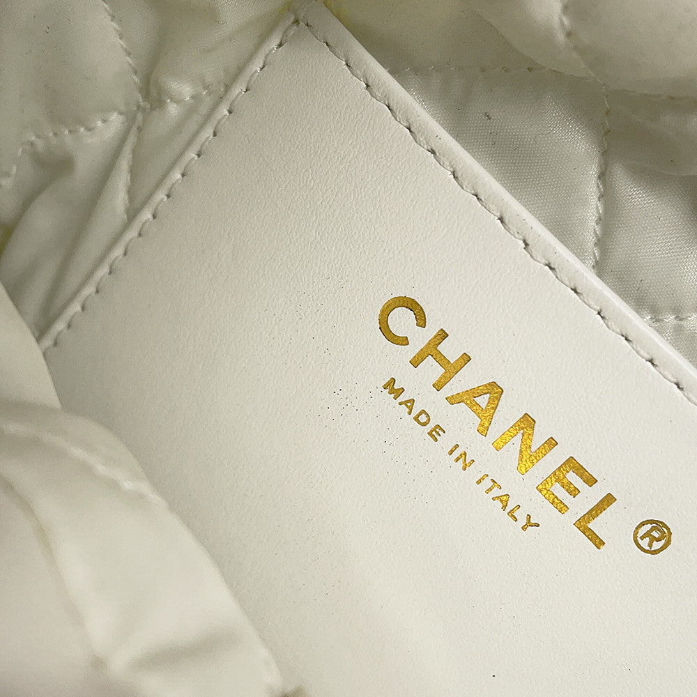 CHANEL CHANEL 22 Perforated 2-Way Handbag WhiteAS3980 Shiny Calf Leather Size Mini