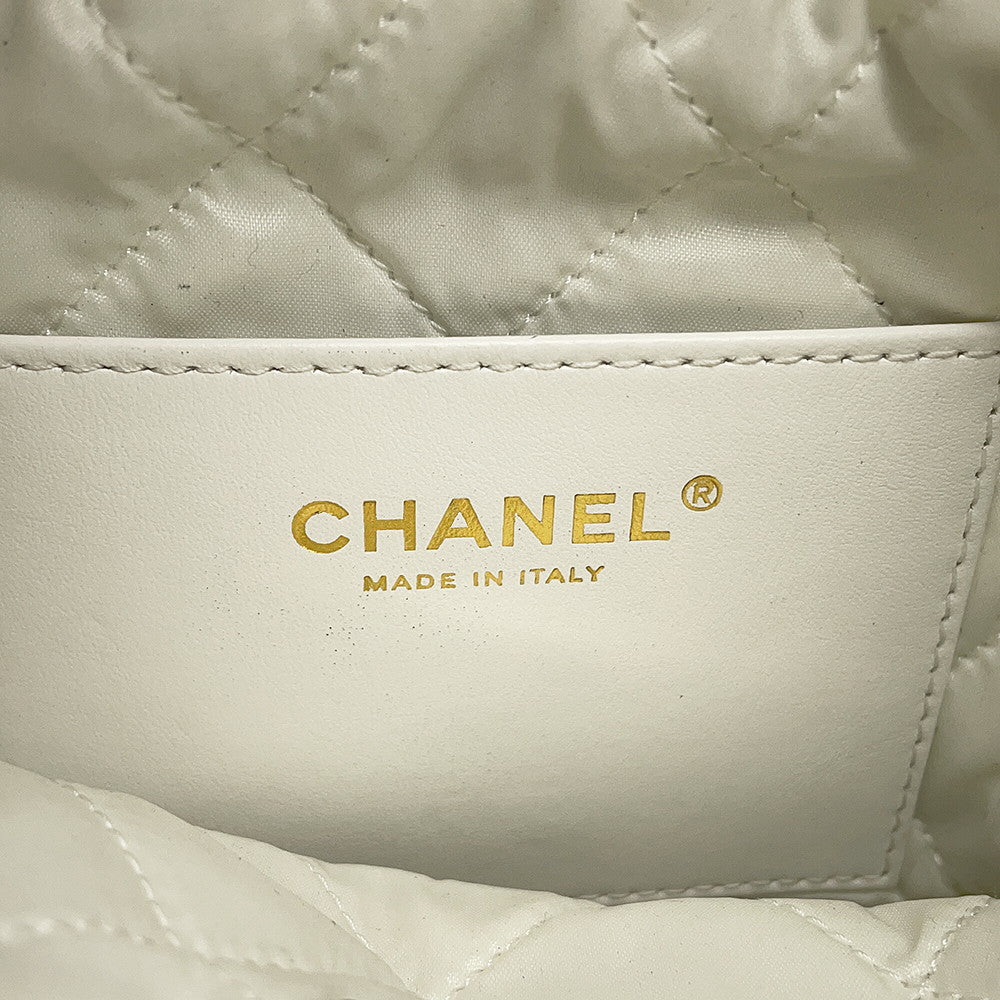 CHANEL CHANEL 22 Perforated 2-Way Handbag WhiteAS3980 Shiny Calf Leather Size Mini