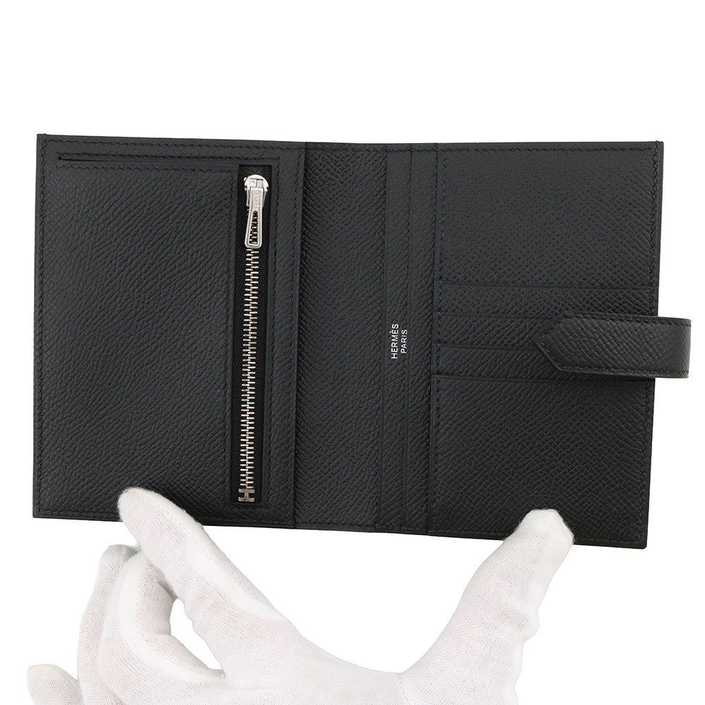 HERMES Bean compact Black Epsom