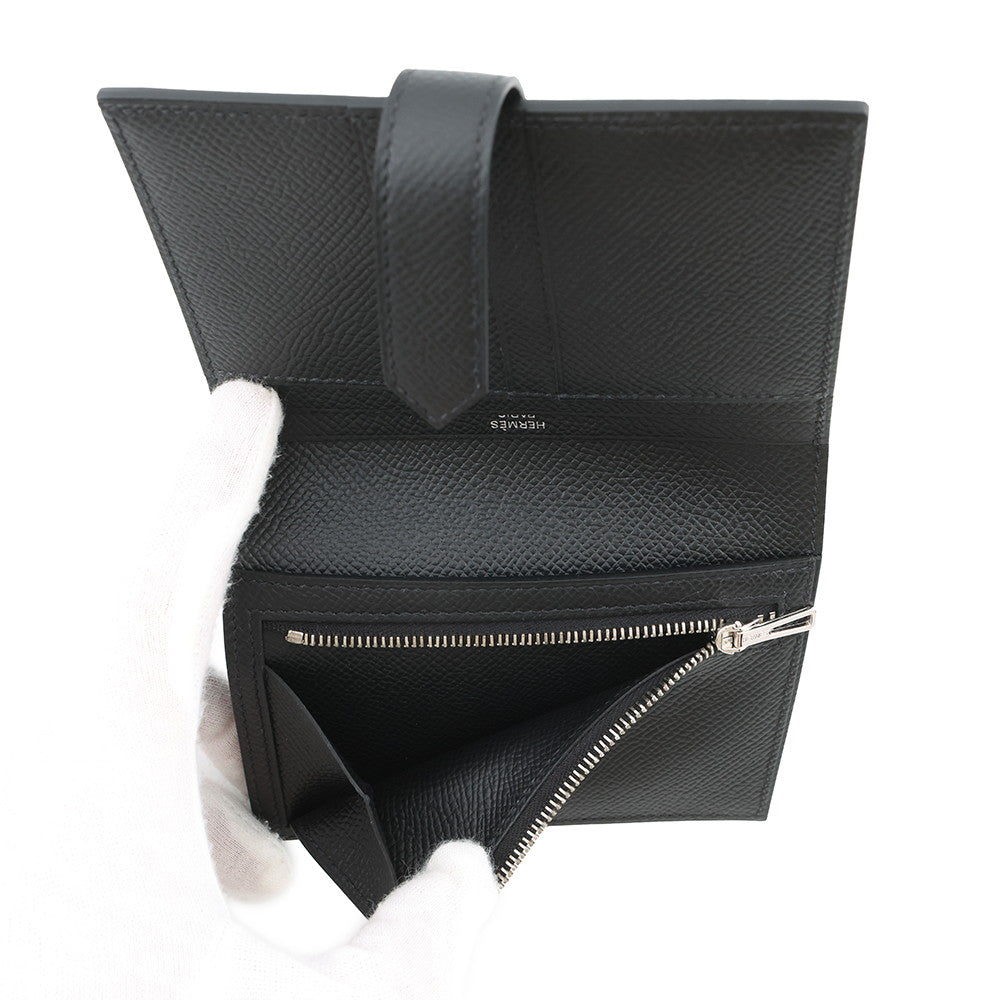 HERMES Bean compact Black Epsom
