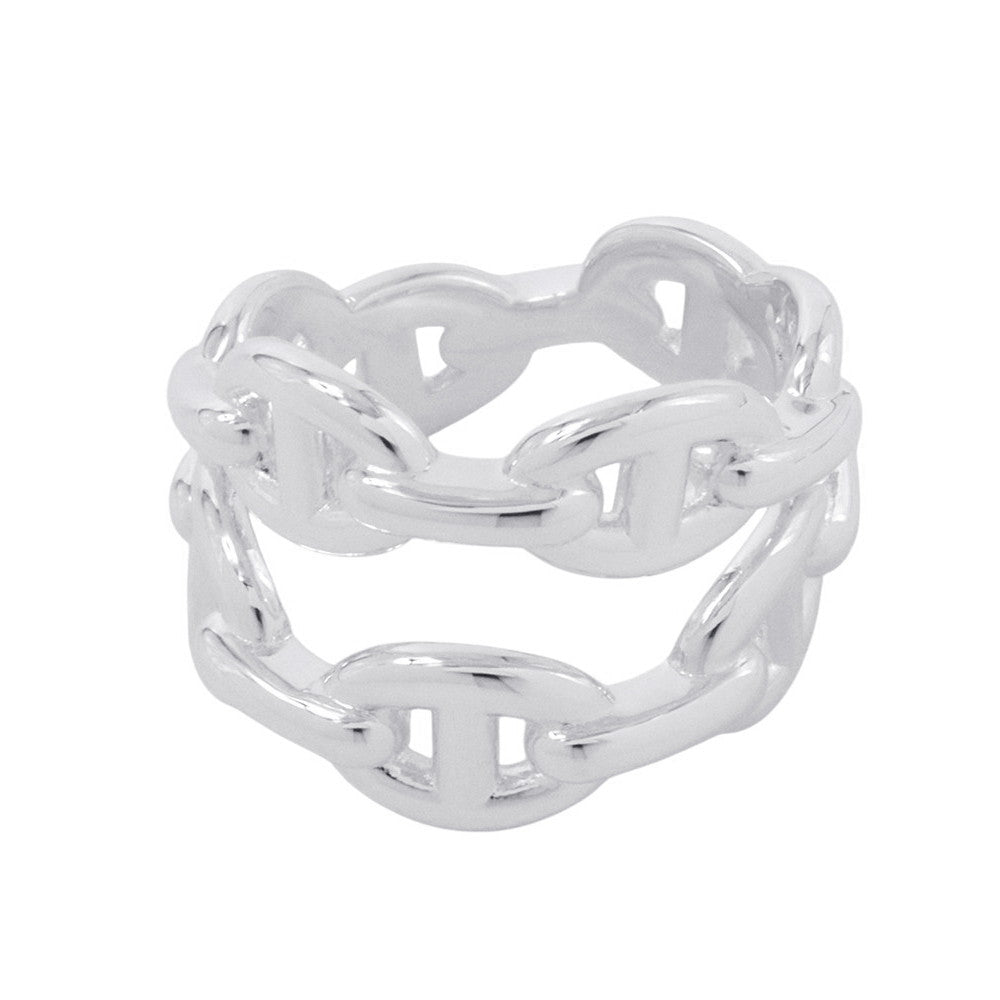 HERMES Chaine d'Ancre Double Row Ring Size 53/#13 SV925