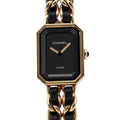 CHANEL Premiere Original Edition M H26.1mmxW20mm Stainless Steel 18KYG Leather Black DialH6951