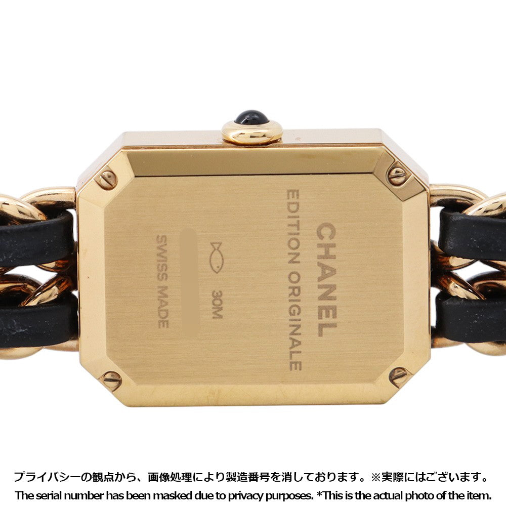 CHANEL Premiere Original Edition M H26.1mmxW20mm Stainless Steel 18KYG Leather Black DialH6951