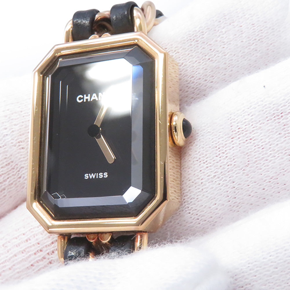 CHANEL Premiere Original Edition M H26.1mmxW20mm Stainless Steel 18KYG Leather Black DialH6951