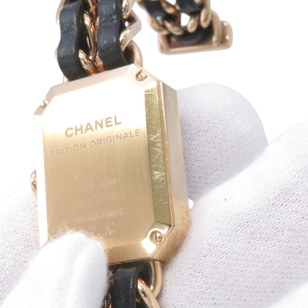 CHANEL Premiere Original Edition M H26.1mmxW20mm Stainless Steel 18KYG Leather Black DialH6951