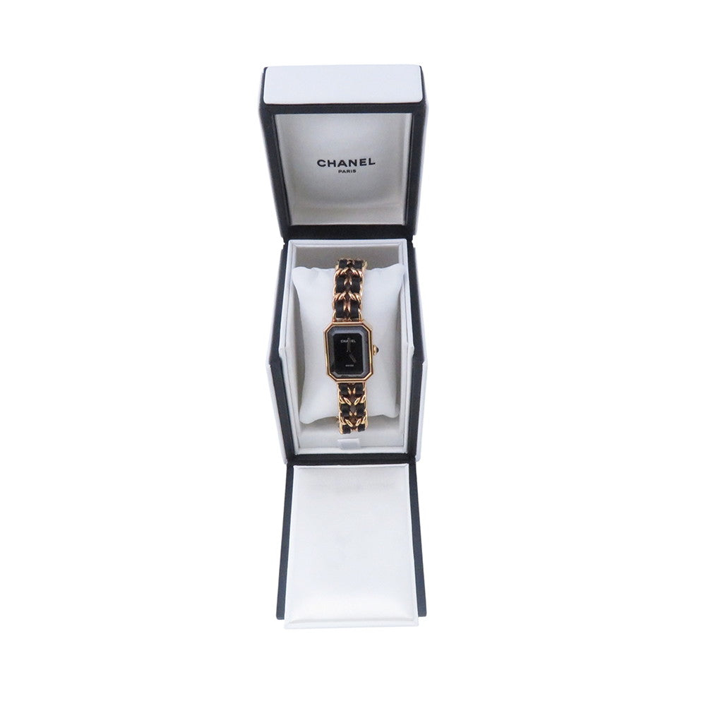 CHANEL Premiere Original Edition M H26.1mmxW20mm Stainless Steel 18KYG Leather Black DialH6951