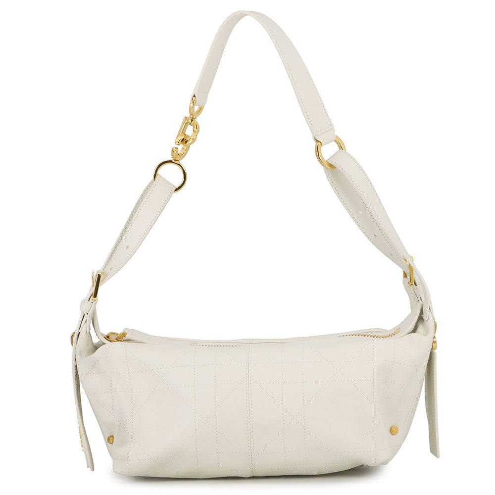 Dior D-Journey Flat Macro Cannage Latte WhiteM2416UBUQ_M030 Calf Leather Size Small