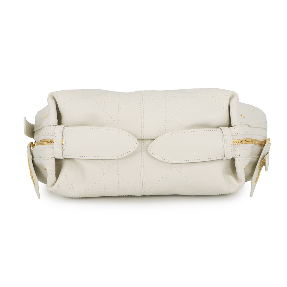 Dior D-Journey Flat Macro Cannage Latte WhiteM2416UBUQ_M030 Calf Leather Size Small
