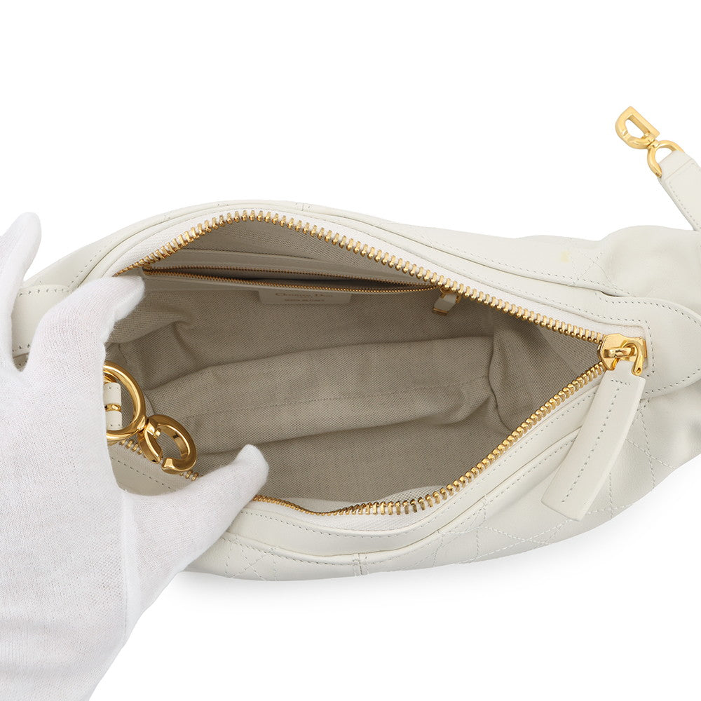 Dior D-Journey Flat Macro Cannage Latte WhiteM2416UBUQ_M030 Calf Leather Size Small