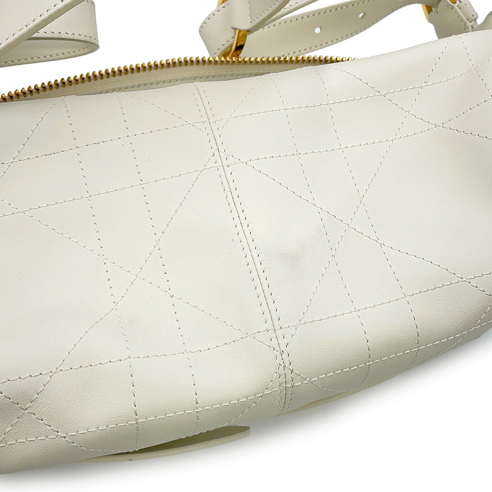 Dior D-Journey Flat Macro Cannage Latte WhiteM2416UBUQ_M030 Calf Leather Size Small