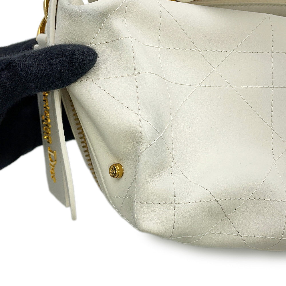 Dior D-Journey Flat Macro Cannage Latte WhiteM2416UBUQ_M030 Calf Leather Size Small