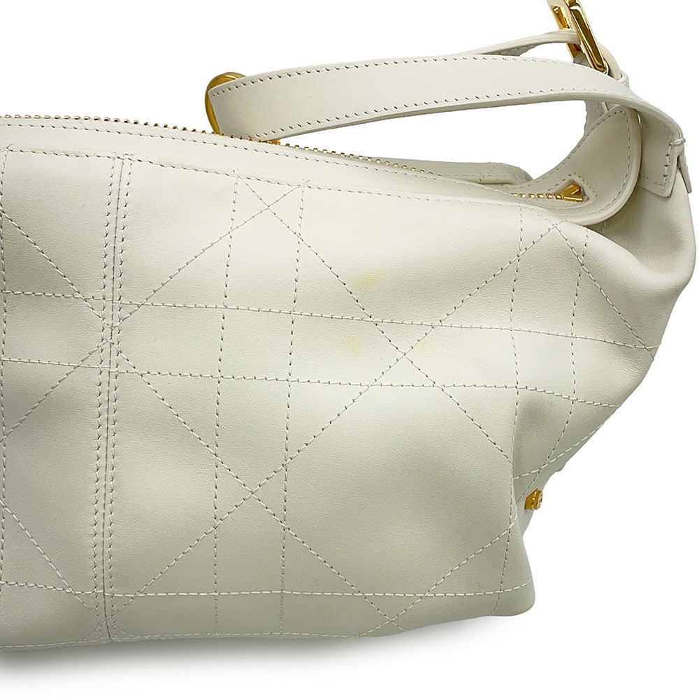Dior D-Journey Flat Macro Cannage Latte WhiteM2416UBUQ_M030 Calf Leather Size Small