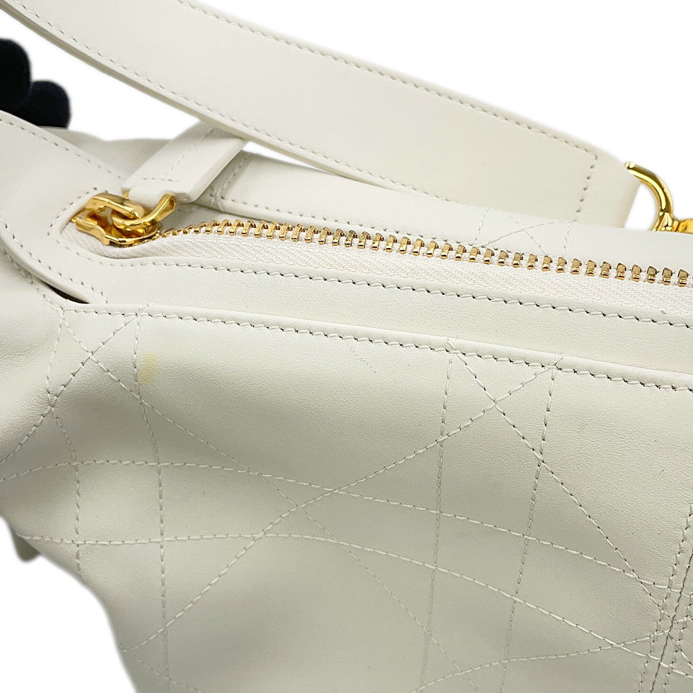 Dior D-Journey Flat Macro Cannage Latte WhiteM2416UBUQ_M030 Calf Leather Size Small