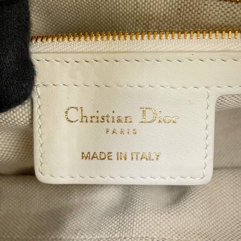 Dior D-Journey Flat Macro Cannage Latte WhiteM2416UBUQ_M030 Calf Leather Size Small